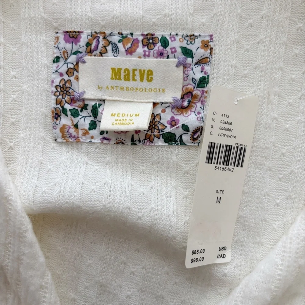 Maeve Ivory Surplice Sweater Medium NEW NWT Anthropologie